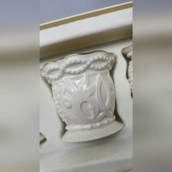 Lenox Ivory Fine China Classic Beaded Votive / Tea Light Candle Holder Set of 3 - Picture 4 of 16